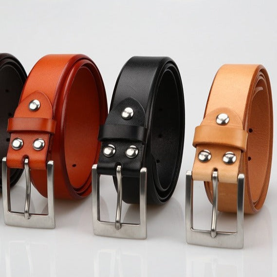 Handmade Leather Slim Belts Minimalist Mens Silver Leather Belts for Men