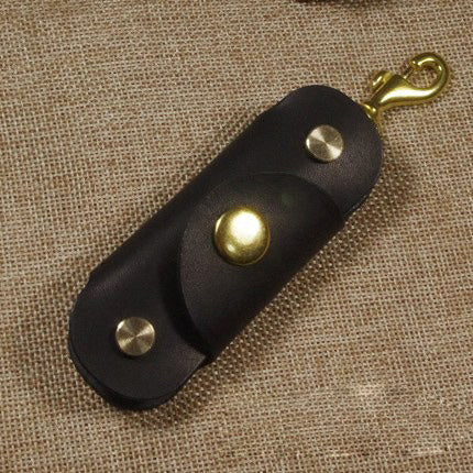Black Handmade Mens Leather Keyholders With Clip Cool KeyChain Key Holders KeyRings for Men