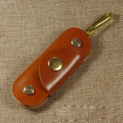 Brown Handmade Mens Leather Keyholders With Belt Hook Cool KeyChains Key Holders KeyRing for Men