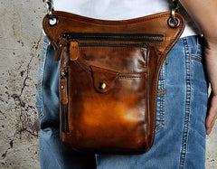Cool Leather Biker Drop Leg Bag Mens Belt Pouch Waist Bag Shoulder Bag for Men