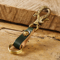 Handmade Phoenix Leather Brass Keyrings Moto KeyChain Leather Keyring Moto Cross Key Holders Key Chain for Men
