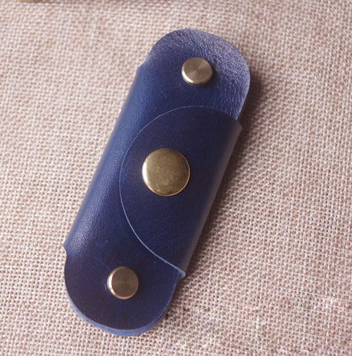 Blue Handmade Mens Leather Keyholders Cool KeyChains Key Holders KeyRing for Men