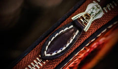 Handmade Leather Tooled Carp Mens Chain Biker Wallets Cool Leather Biker Wallet Long Chain Wallets for Men