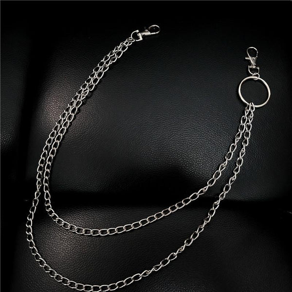 ZJ Badass Stainless Steel Mens Triple Layer Long Pants Chain Wallet Chain for Men