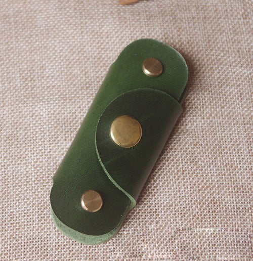 Green Handmade Mens Leather Keyholders Cool KeyChains Key Holders KeyRing for Men