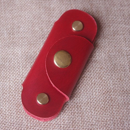Red Handmade Mens Leather Keyholders Cool KeyChains Key Holders KeyRing for Men