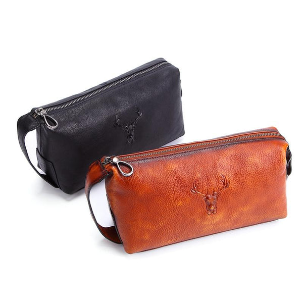 Men's Cool Brown Leather Clutch Bag