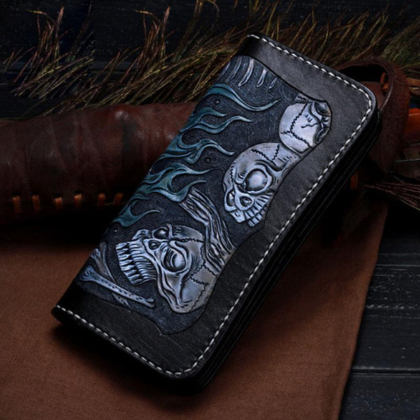 Handmade Leather Fine Horse Mens Chain Biker Wallet Cool Leather Walle