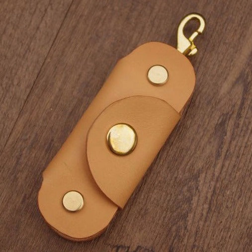 Beige Handmade Mens Leather Keyholders With Clip Cool KeyChain Key Holders KeyRings for Men