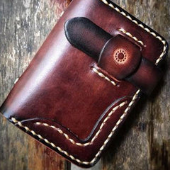 Handmade Leather Mens Cool Short Wallets Card Holder Small Card Slim Wallets for Men