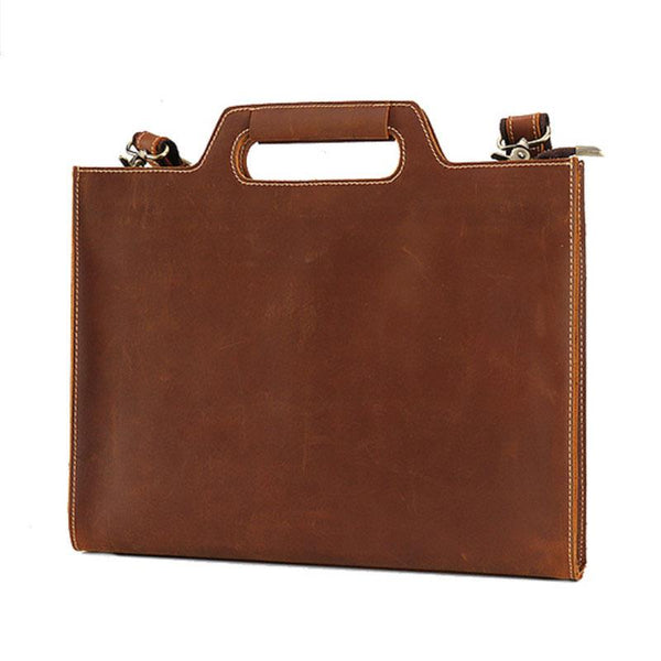 Vintage Leather Men Brown 11inch Briefcase Professional Briefcase Shoulder Bags For Men
