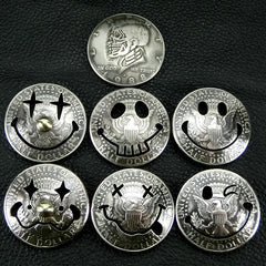 50 Cents Wallet Conchos Coin Emoji Smiling Conchos Button Conchos Screw Back Decorate Concho Emoji Coin Cent Biker Wallet Concho Wallet Conchos