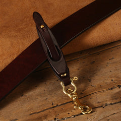 Brown Leather Glove Holder Strap with Clip Leather Keychains With Belt Loop Handmade KeyChains for Men