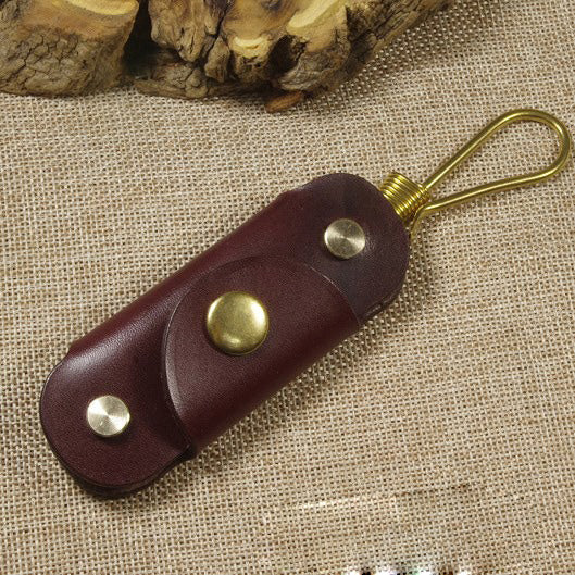 Coffee Handmade Mens Leather Keyholders With Hook Cool KeyChains Key Holders KeyRing for Men