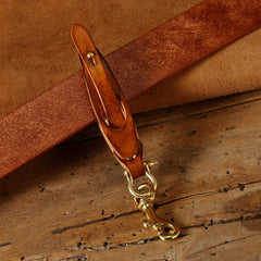 Leather Glove Holder Strap with Clip Brown Leather Keychains With Belt Loop Handmade KeyChains for Men