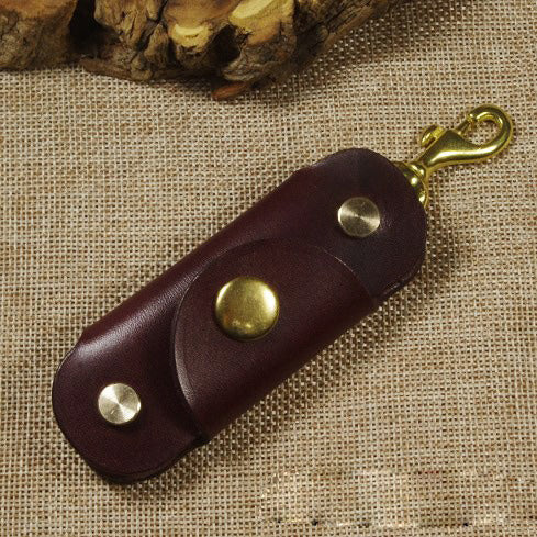 Coffee Handmade Mens Leather Keyholders With Clip Cool KeyChain Key Holders KeyRings for Men