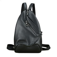 Badass Black Leather Backpack Men's Sling Bag Chest Bag One shoulder Backpack Sling Bag For Men