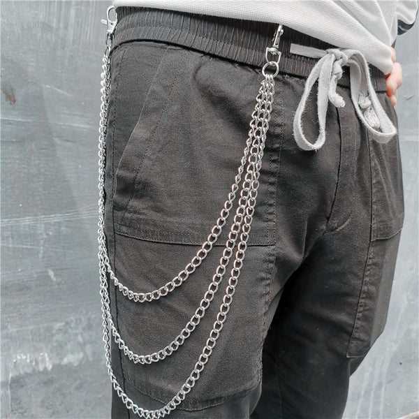 Badass Stainless Steel Mens Double Layer Pants Chain Long Wallet