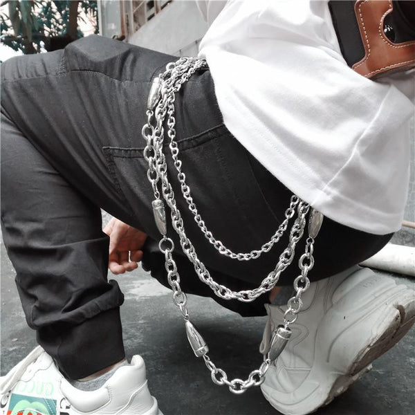 Badass Punk Mens Triple Long Bullet Wallet Chain Pants Chain