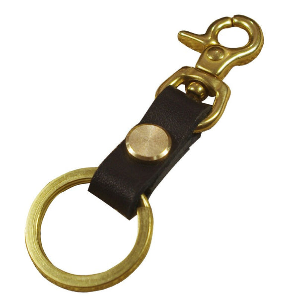 Black Leather Brass Keychain Key Holders Handmade Leather Brass Key Ring for Men