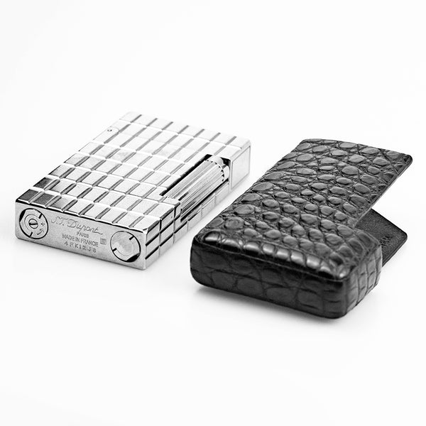 Cool Mens S.T.Dupont Lighter Case Crocodile Leather Black Lighter Hold iChainWallets