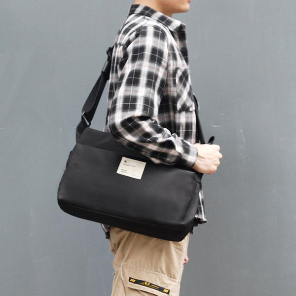 Multifunctional Black Men's Diagonal Shoulder Bag PVC Shoulder Bag