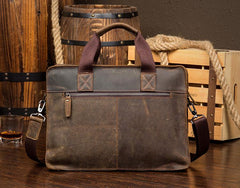 Leather Mens 13 inches Briefcase Dark Brown Laptop Bags Business Bags Work Bags for Men