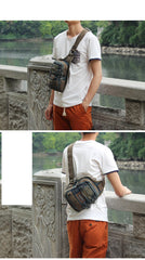 Fashion Denim Blue Mens Small Sling Bag Chest Bags Blue Fashion Denim One Shoulder Backpacks For Men