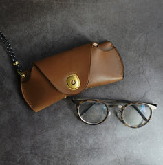 Handmade Brown Leather Glasses Cases With Shoulder Strap Glasses Box Eyeglasses Case With Lanyard for Women