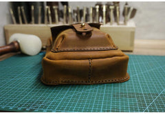 Handmade LEATHER MEN Belt Pouch Waist BAG MIni Side Bags Brown Belt Bag FOR MEN