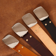 Handmade Leather Belts Minimalist Mens Silver Black Leather Belts for Men