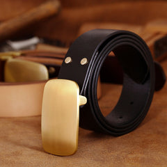 Handmade Leather Belts Minimalist Mens Brass Handmade Leather Belts for Men