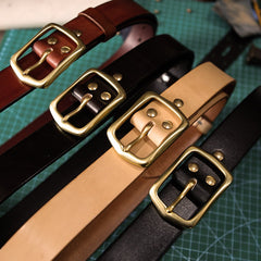 Handmade Mens Coffee Brass Leather Belts Handmade Leather Belt for Men