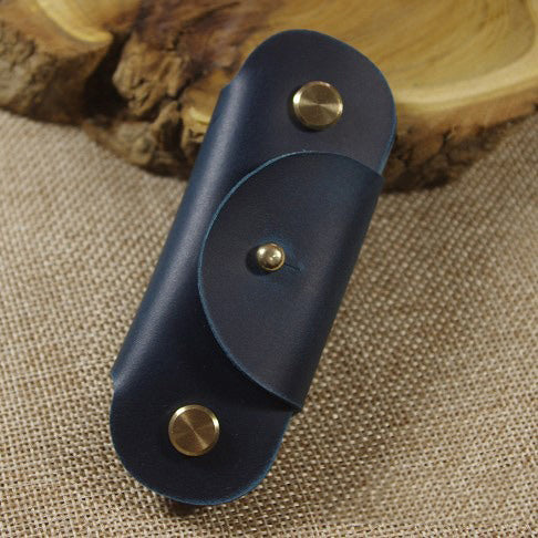 Handmade Mens Blue Leather Keyholders Cool KeyChains Key Holders KeyRing for Men