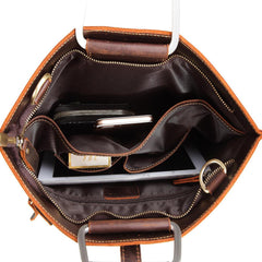 Vintage Leather Mens Slim Briefcase Work Handbag 14inch Laptop Bag For Men