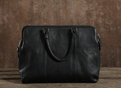 Handmade Leather Mens Cool Vintage Black Briefcase Work Bag Business Bag Laptop Bag for men
