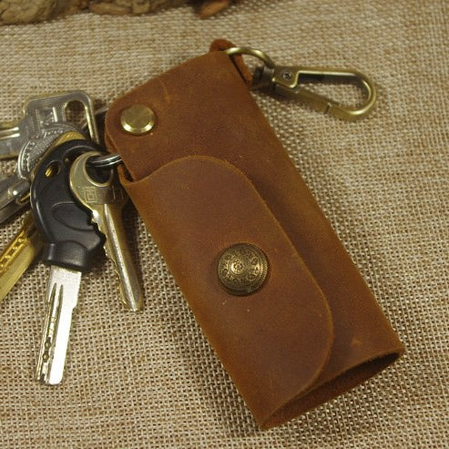 Mens Leather Keyholder With Clip Handmade KeyChain Key Holders KeyRings for Men