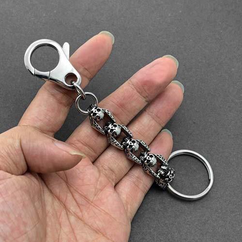 Biker Stainless Steel SILVER GHOST Skull KEYCHAIN BIKER SILVER Key