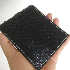 [On Sale] Handmade Cool Mens Snake Skin Small Wallet Slim billfold Wallets with Zippers