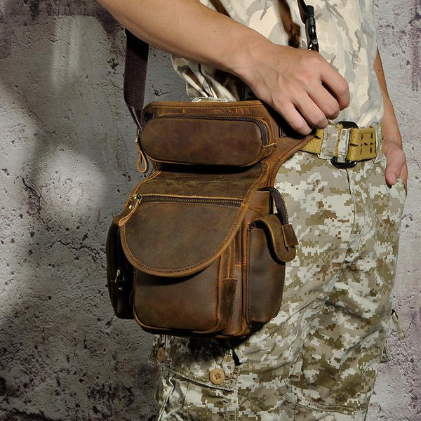 Handmade Leather Sling Bag Leather Fanny Pack Individuality