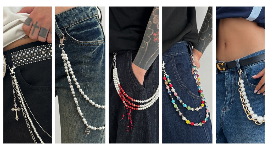 18 Ball Wallet Chain Favorites - Pearl Layering, Heart Stones, Cross Pendants & Crystal