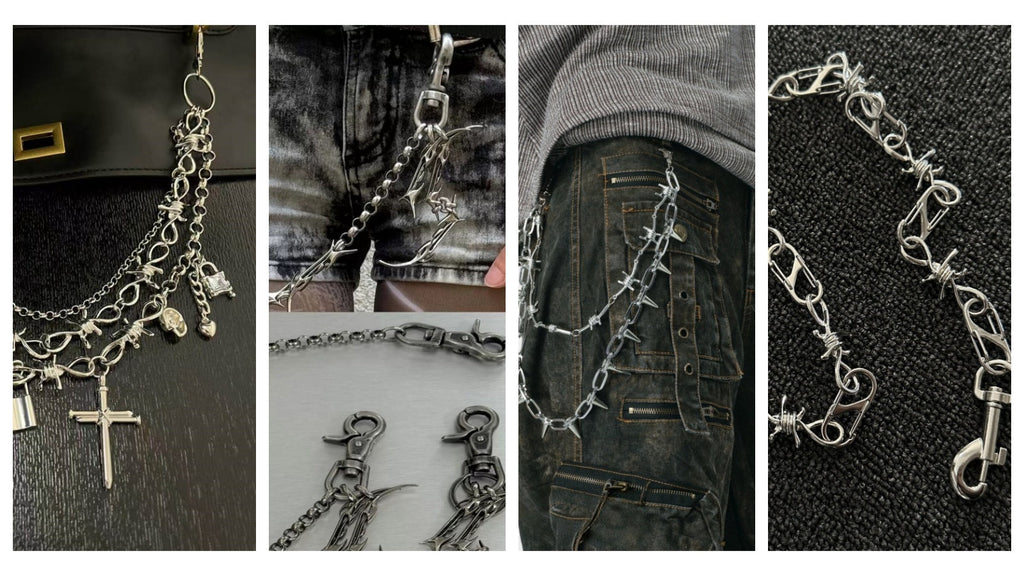 20 Barbed Wire Wallet Chain Trends - Gothic, Spiked & Industrial Chains