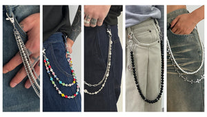 21 Ball Wallet Chain Essentials - Pearl, Obsidian, Cross Pendants, Dice & More