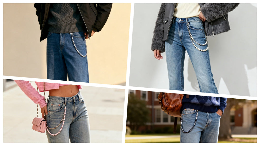 Mixing Grit and Grace: How to Wear a Pearl Wallet Chain with Denim