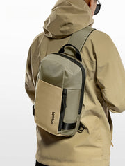 Khaki 14‘’ Laptop big sling bag for men