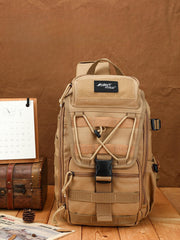 Khaki Tactical Canvas mens large sling backpack