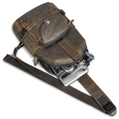 Leather Large Sling Backpack - Side View