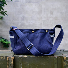 Blue Denim Messenger Bag Denim Crossbody Bag Blue Denim Shoulder Bag - Feltify
