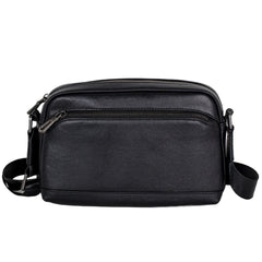 Small Mens Black Leather Crossbody Bag - iwalletsmen