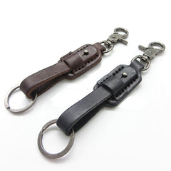 cool keyrings for guys​ Handmade Leather Key Fob Men's Leather Keychains Cool Keychains for Car Keys 